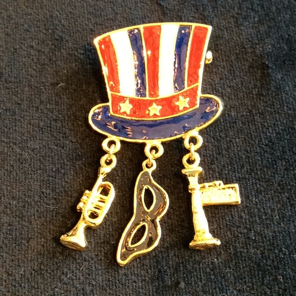 Patriotic Austrian Crystal/Enamel USA Pin Set - Picture 4 of 6